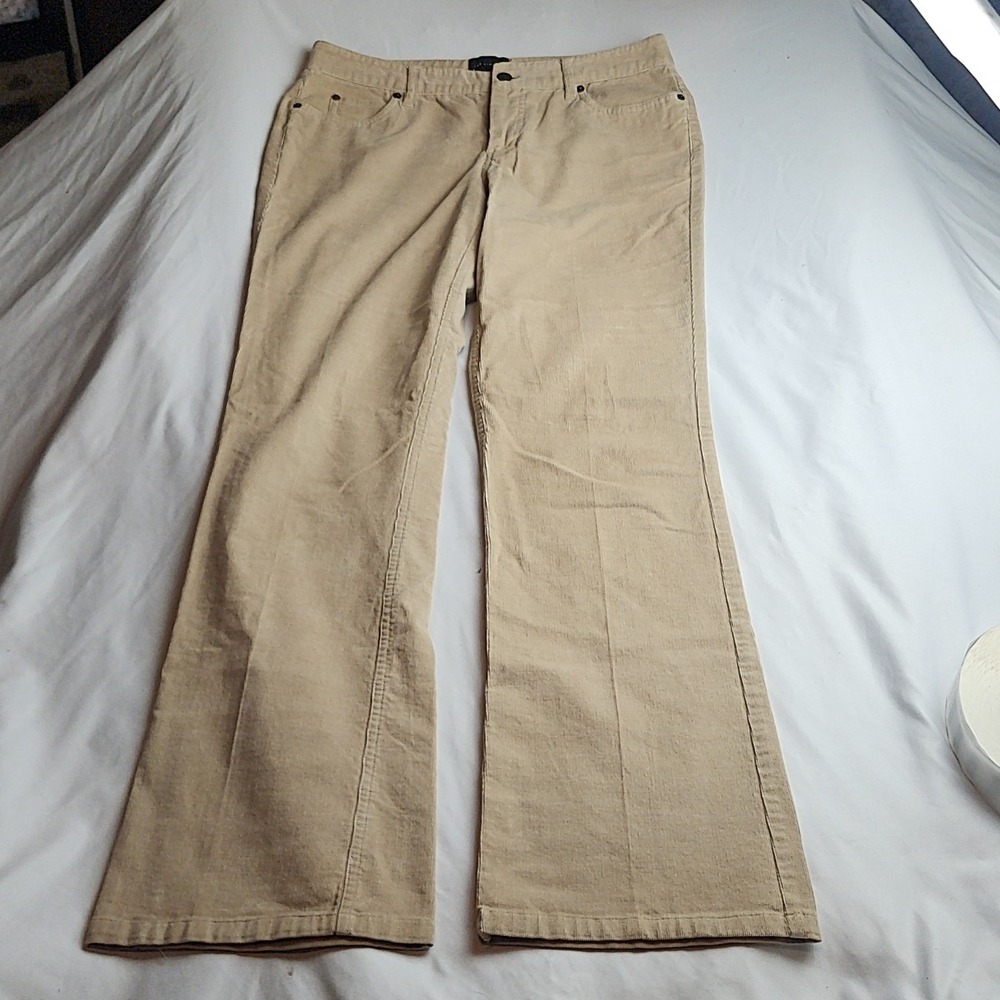 The Limited Drew Fit Corduroy Flare Pants Tan Khaki 97% Cotton Women's Size 8